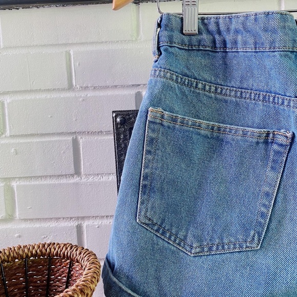Bershka Roll-up High Rise Denim Shorts - Picture 5 of 9